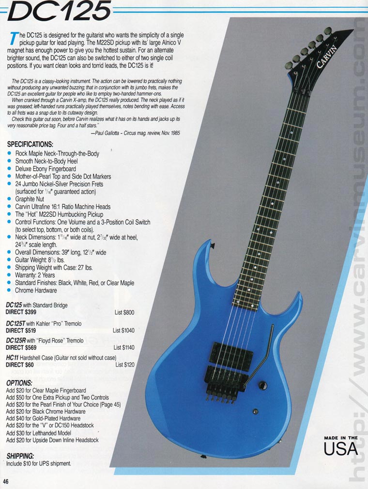 Carvin USA DC125 1988 White Guitar For Sale carvin humbucker wiring diagram 