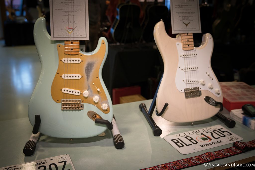 A pair of cool Fender Custom Shop Stratocasters. 