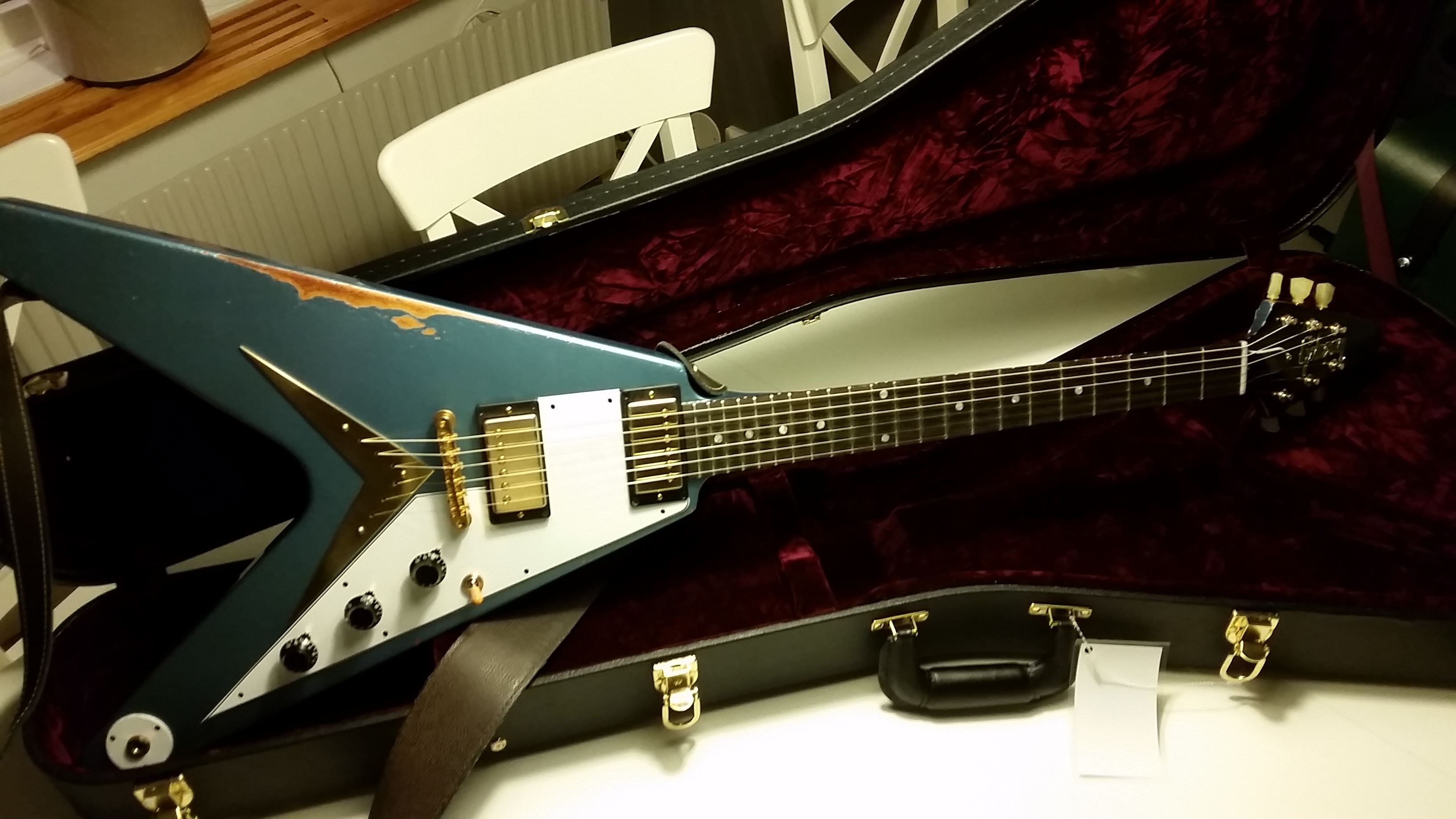 Gibson Custom Shop Flying V 1959 Reissue Pelham Blue Heavy Aged 2015 Pelham Blue Heavy Aged Guitar