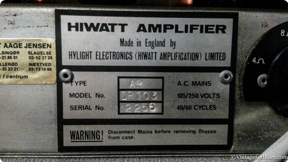 Hiwatt Custom Hiwatt 100 Dr103 1971 Black