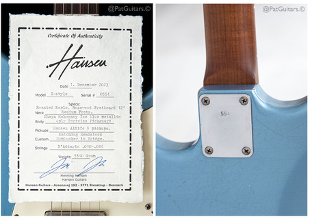 Hansen Guitars  S Style Roasted Custom Shop Hss Strat Ice Blue Metallic 7.4lbs 2023