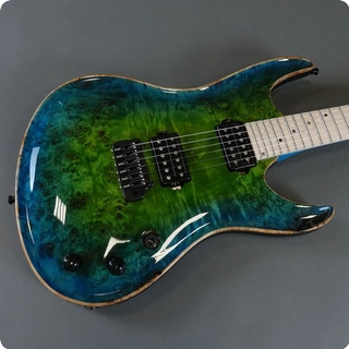 Valenti Guitars Nebula Carved N112 Green Lantern Burst