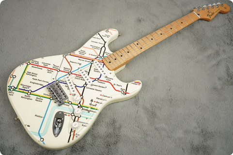 Fender Stratocaster 2016 Olympic White, London Underground Tube Map