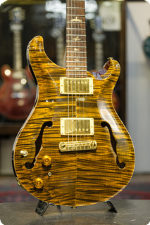 Paul Reed Smith Prs Private Stock Hollow Body Ii Ti Reverse Lh Lefthanded 2001 Yellow Tiger