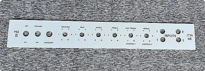 Marshall Reproduction Jtm45 Traffolite Front Panel For 1963 65 Amps 1963 White