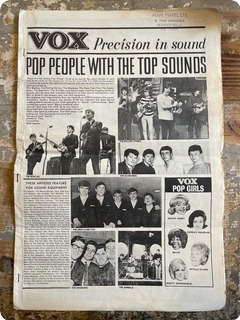 Vox Jmi Precision In Sound Newspaper 1960 Newspaper