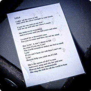 Oasis Lyla A3 Laminated Lyrics