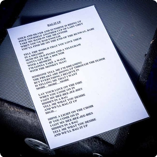 Oasis Bag It Up A3 Laminated Stage Lyrics 2000s