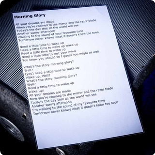 Oasis Morning Glory A3 Laminated Lyrics