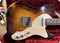 Fender Custom Shop-50s Thinline Telecaster Relic-2016-Two-tone Wide-fade Sunburst