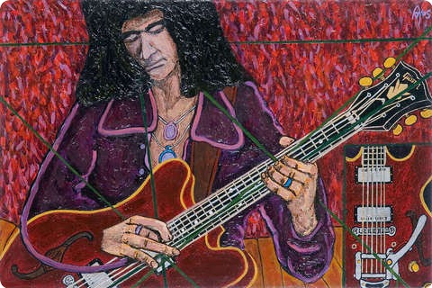 Alex Mortimer Riffin' In Deep Purple. An Original Portrait Of Ritchie Blackmore  (#364) 2005 Original Art