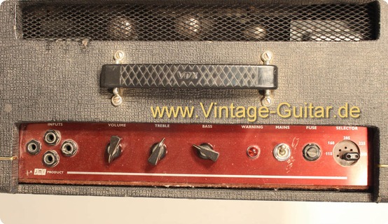 Vox Ac 50 Top + T60 Cabinet 1963 Black Tolex, Red Copper Panel, Brown Diamond Front