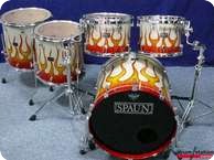 Spaun USA Custom Shell Set Silver Rainbow Flame Flake