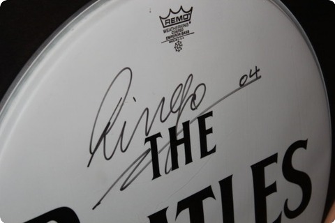 Ringo Starr Signed Drumskin Genuine Autograph From The Beatles 2004 White
