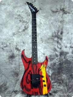 Jackson Dinky   Graphic Red Snakeskin W. Yellow Dragon 1988 Red Snake