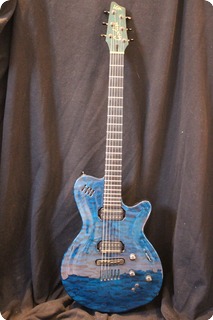 Godin Midi Lgx 3 Voice 1998 Trans Blue Flamed Top