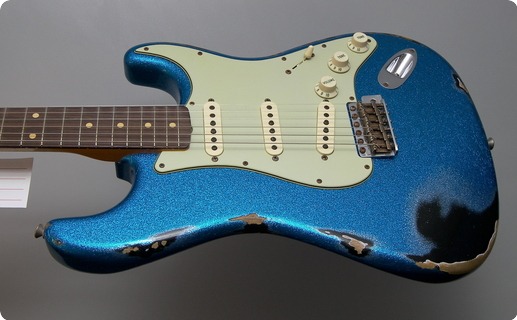 Fender Custom Shop 1962 Heavy Relic Stratocaster 2015 Namm 2015 Blue Sparkle Over Black