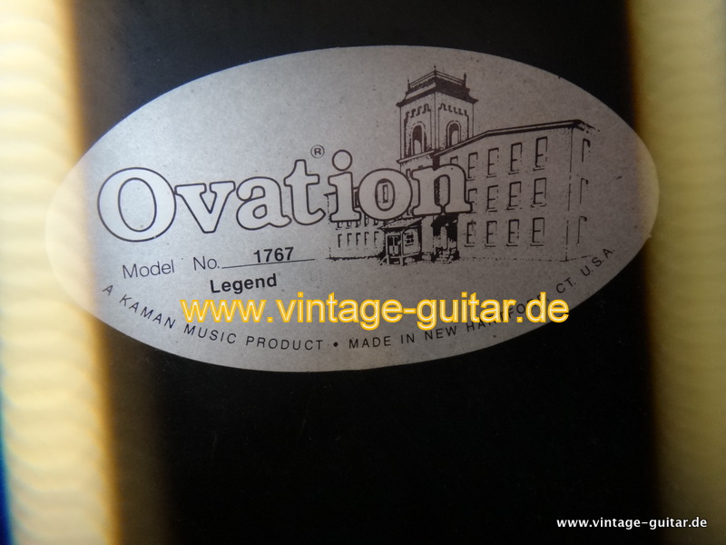 Ovation Legend Model 1767 1990's Sunburst Guitar For Sale Vintage