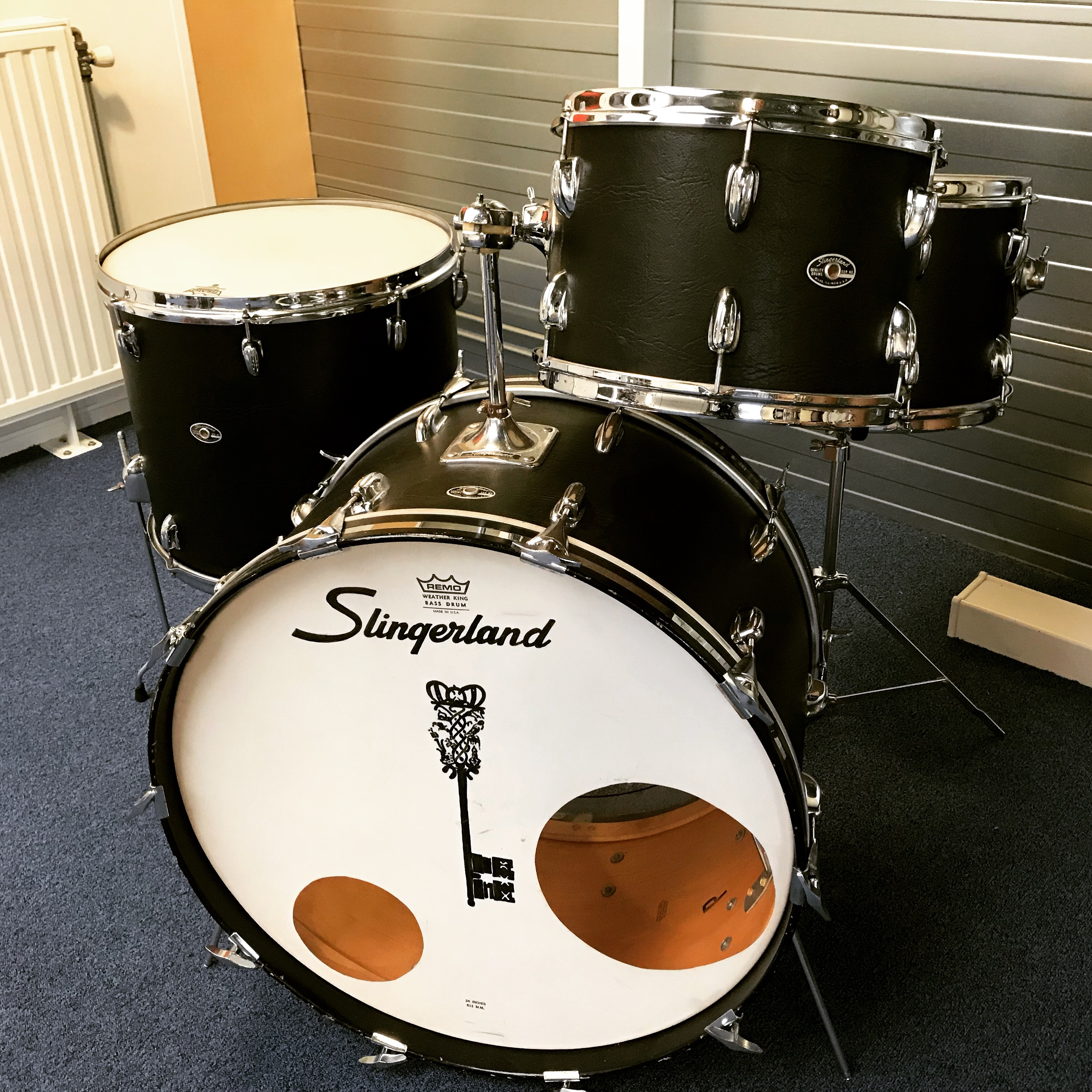 Slingerland Super Rock Outfit 1976 Black Cordova Drum For Sale Purple Chord
