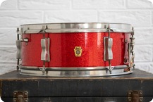 Ludwig Vintage 1965 1960s Ludwig Pioneer 14x5 Red Sparkle Nickel Snare