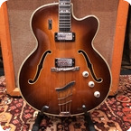 Hofner-Vintage 1960s Hofner Committee Thinline Brunette Electric Guitar 5.5lbs Case