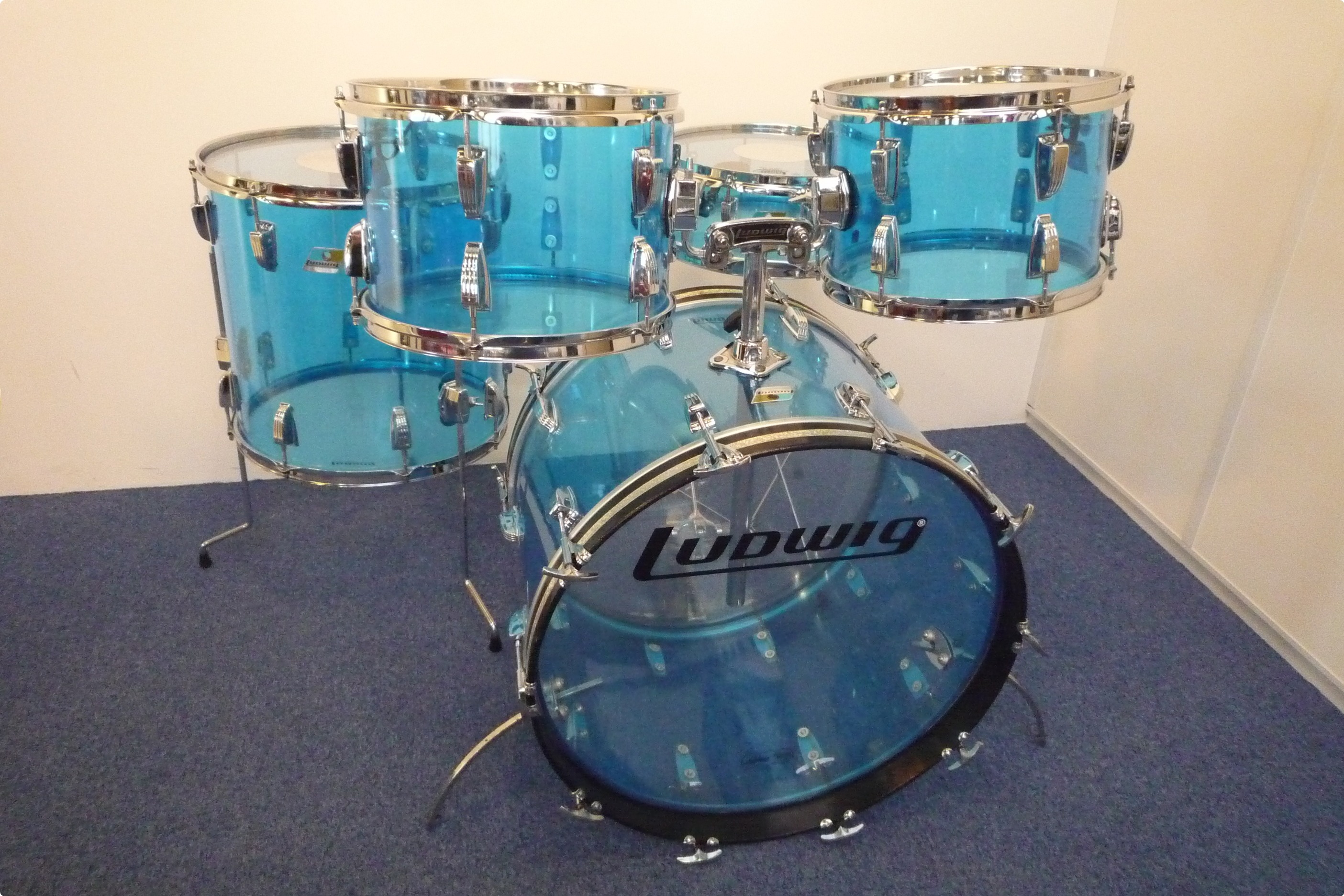 Ludwig Vistalite Blue 1978 Blue Transparent Drum For Sale Purple Chord
