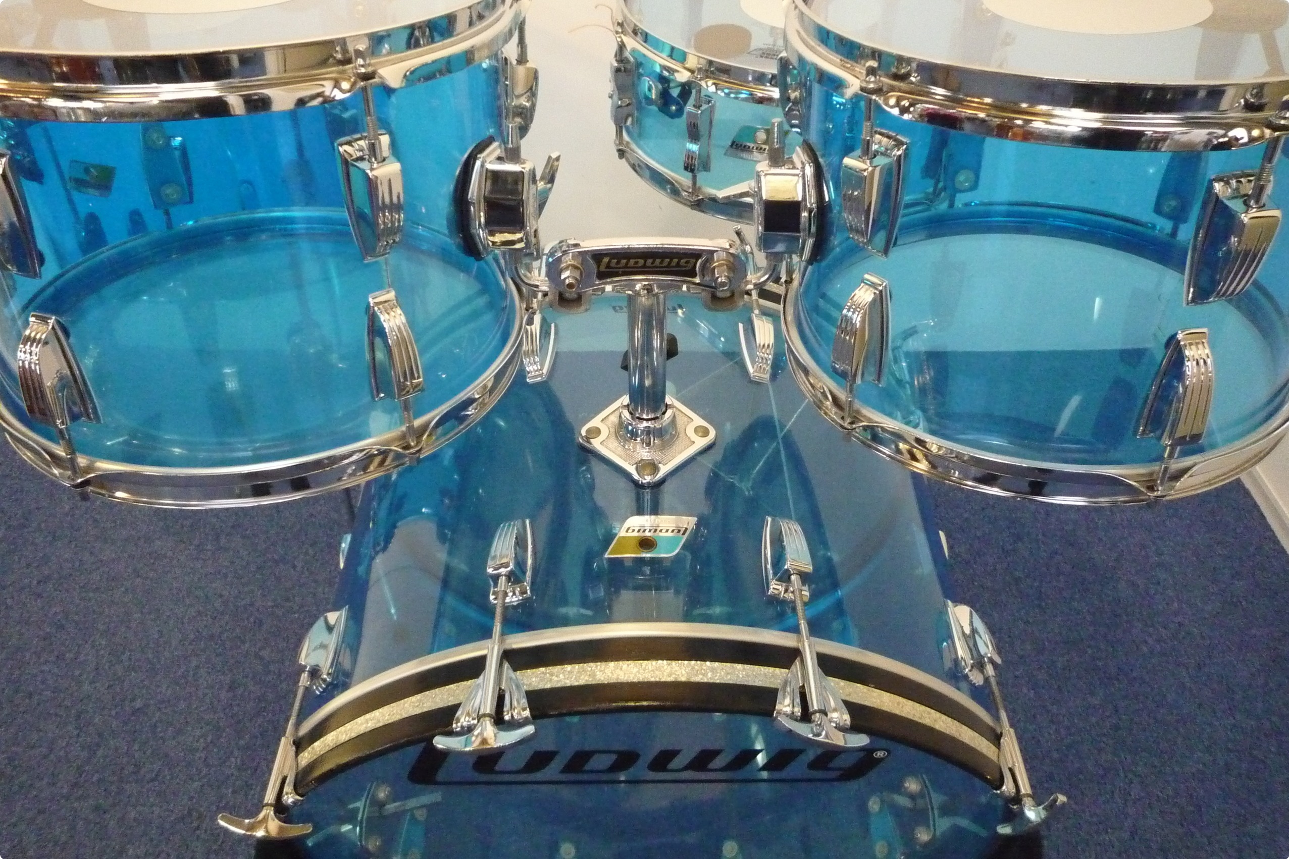 Ludwig Vistalite Blue 1978 Blue Transparent Drum For Sale Purple Chord