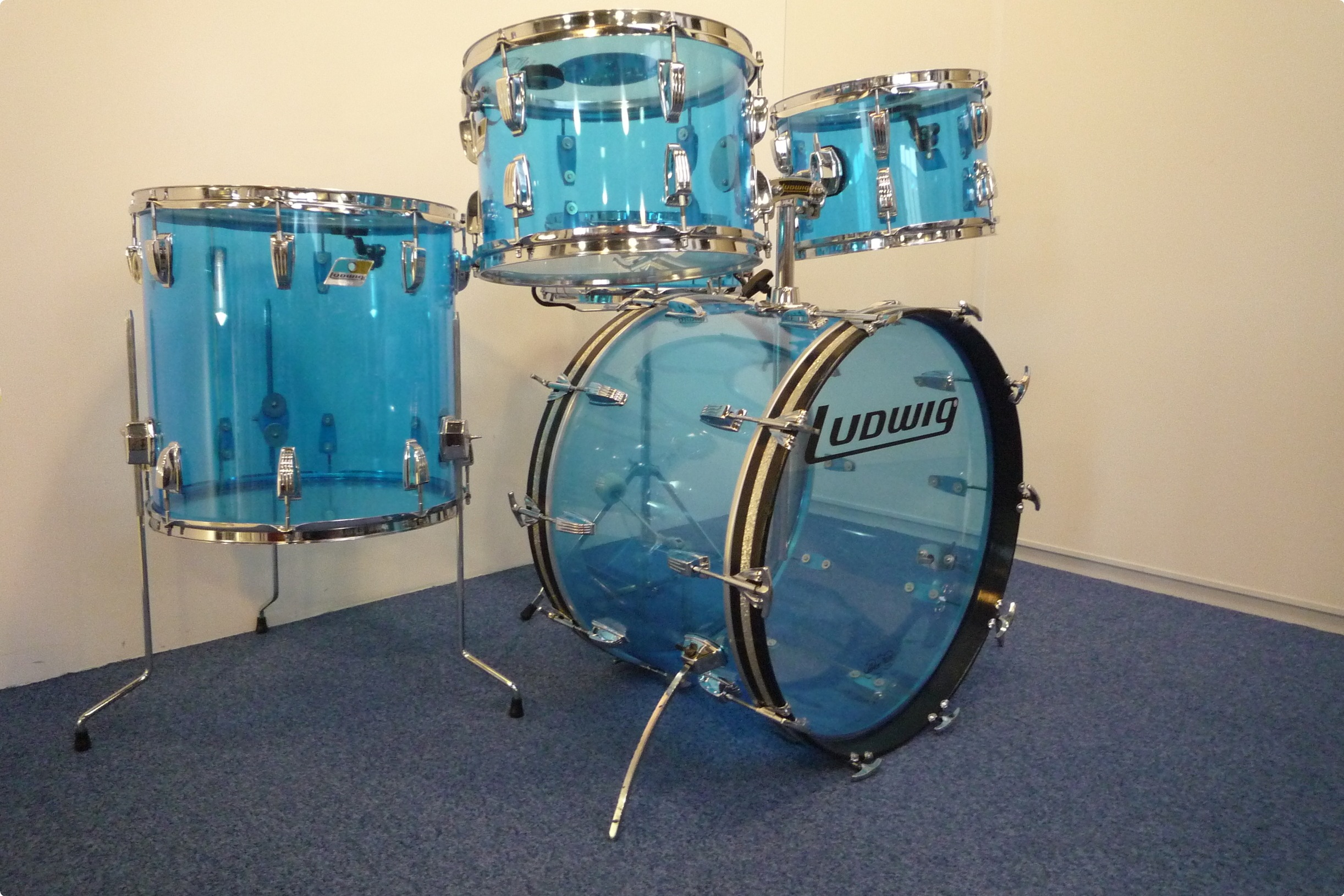 Ludwig Vistalite Blue 1978 Blue Transparent Drum For Sale Purple Chord