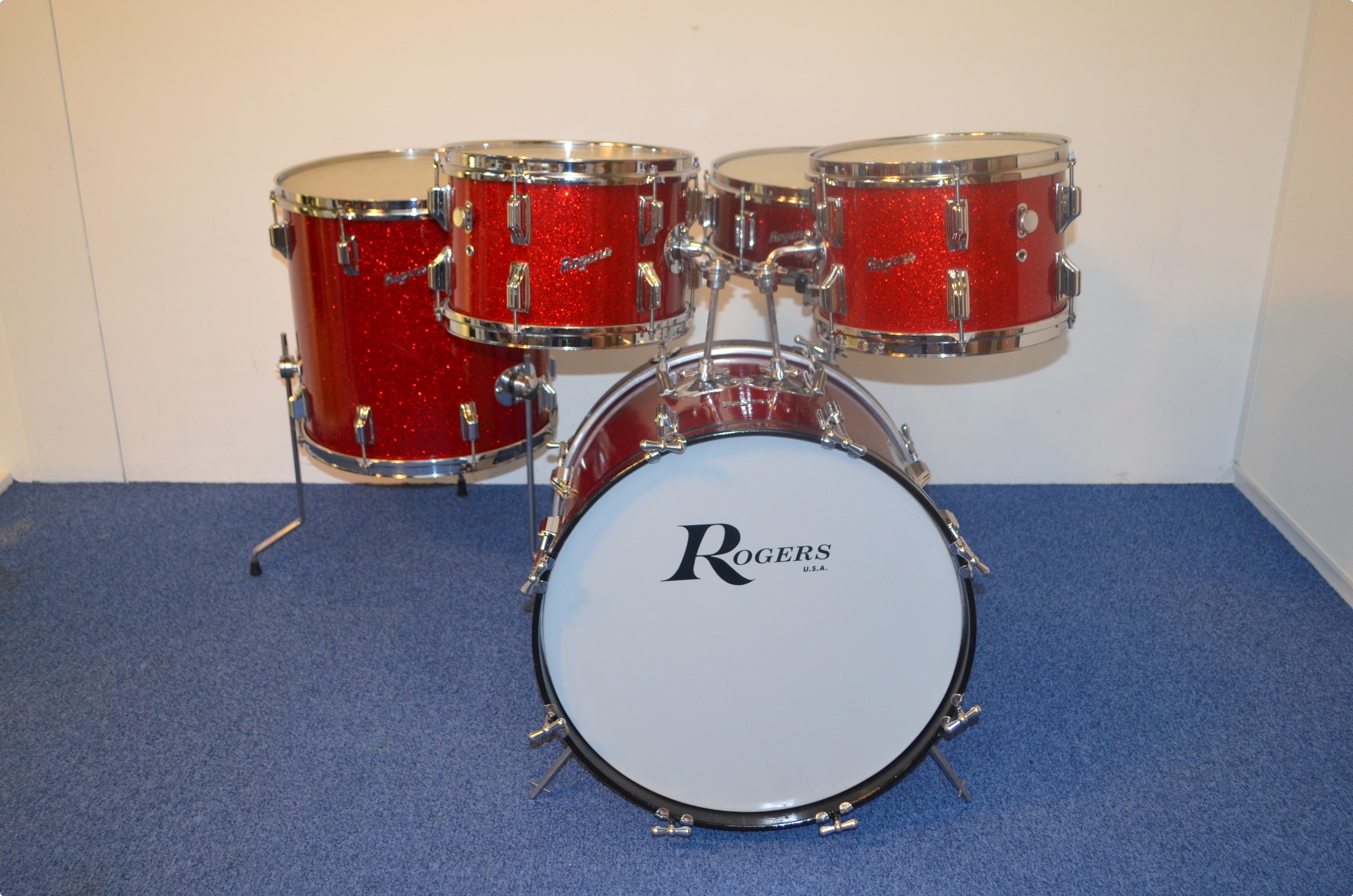 Rogers Drums Holiday 1964 Red Sparkle Pearl Drum For Sale Purple Chord