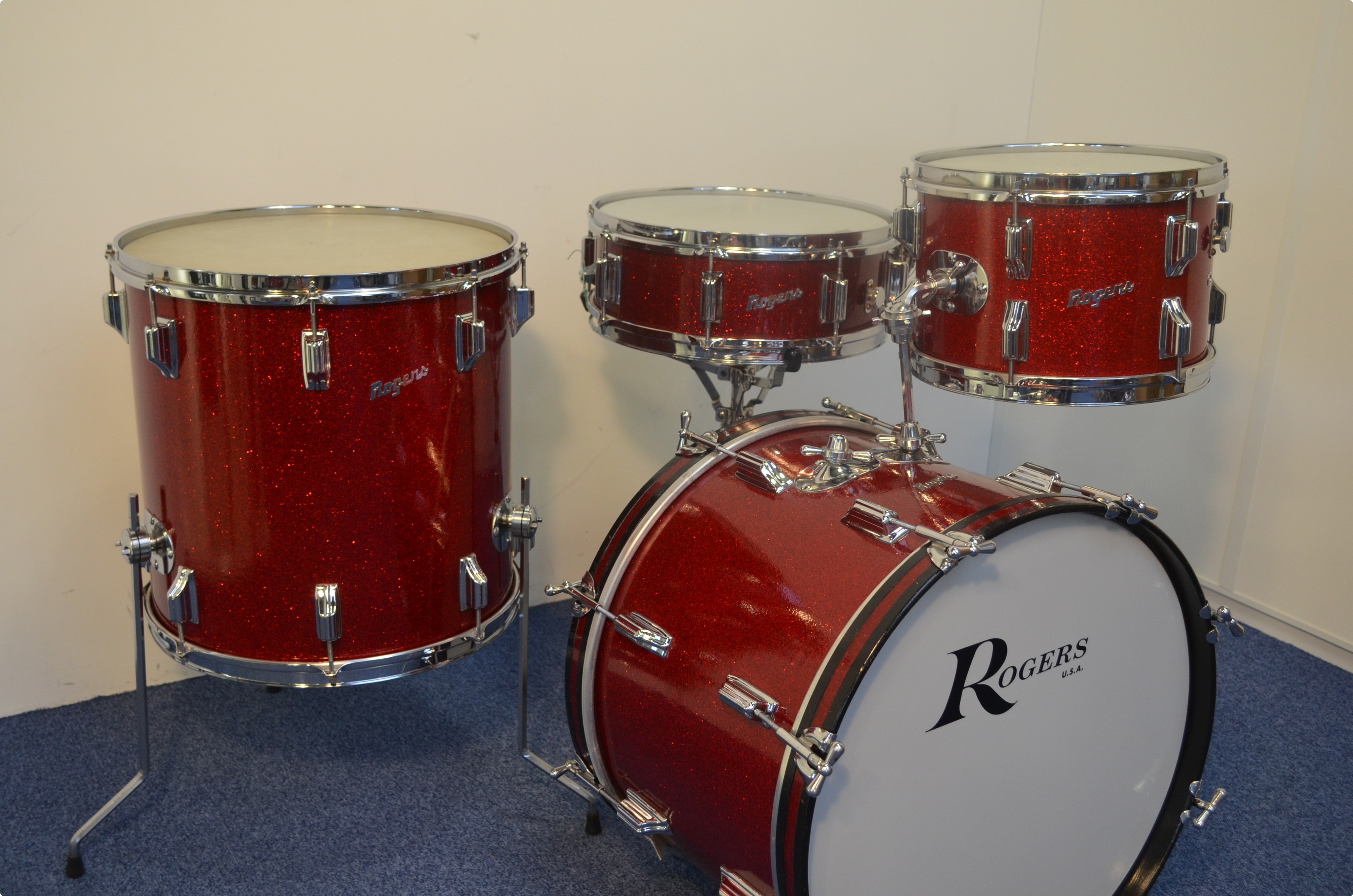 Rogers Drums Holiday 1964 Red Sparkle Pearl Drum For Sale Purple Chord