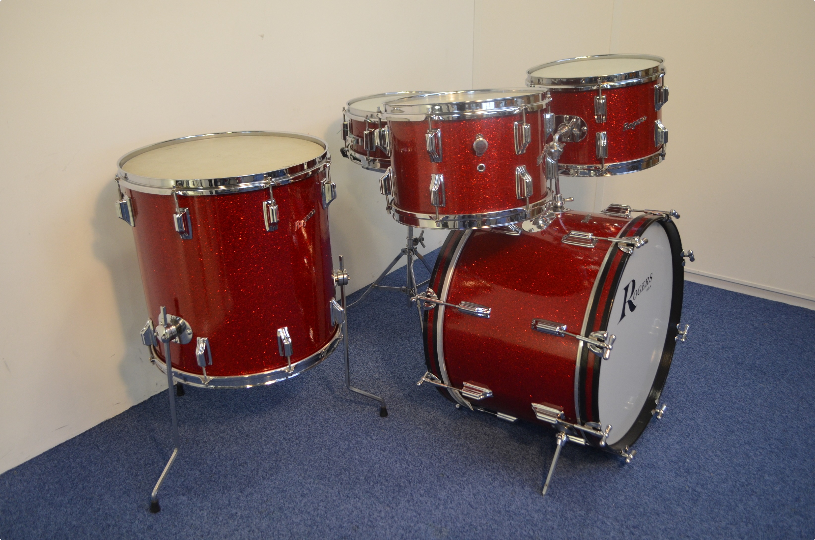 Rogers Drums Holiday 1964 Red Sparkle Pearl Drum For Sale Purple Chord