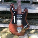 Welson ELLL Son Italian Bizarre Guitar 1964 Brown Wooden Effect Finish