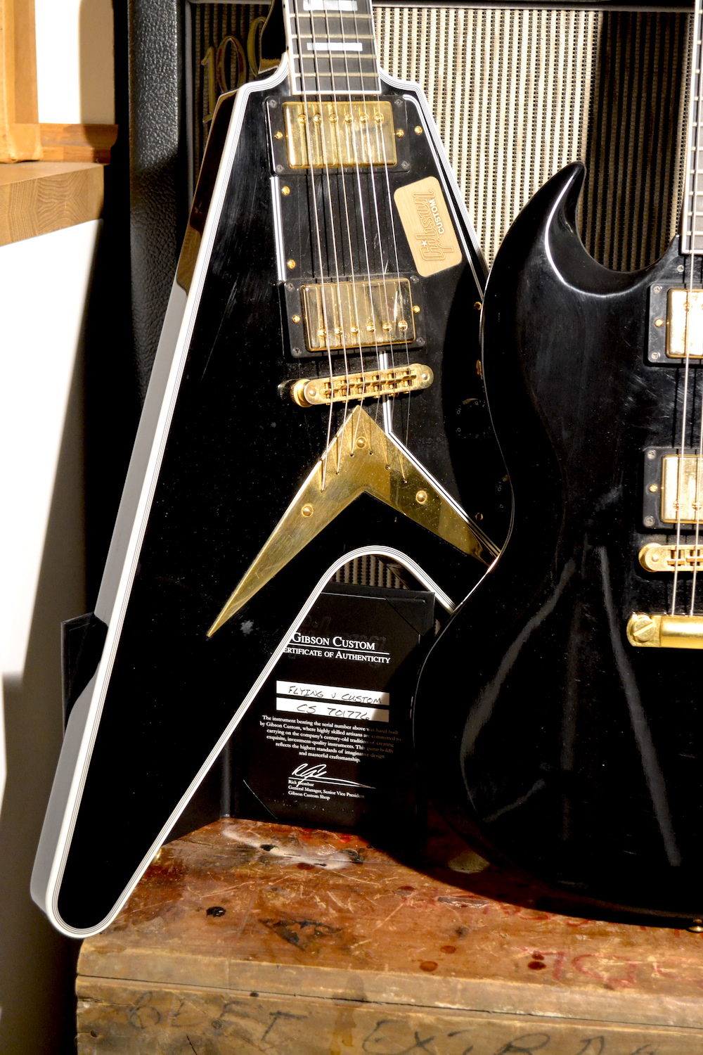 Gibson Custom Flying V Explorer SG 2017 Black Tolex Guitar For Sale