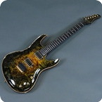 Valenti Guitars Nebula Carved GoldBlack Burst With Poplar Burl Top