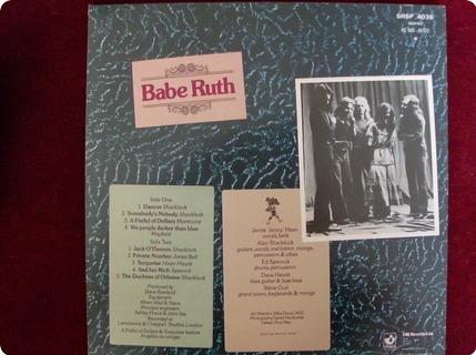 Babe Ruth Baby Ruth  Harvest ‎– Shsp 4038  1975