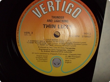 Thin Lizzy + Clash Thunder And Lightning ( Lp + 12 ) + Santinista! (3lp Set) Vertigo / Verl3 , Fsln   1 1983